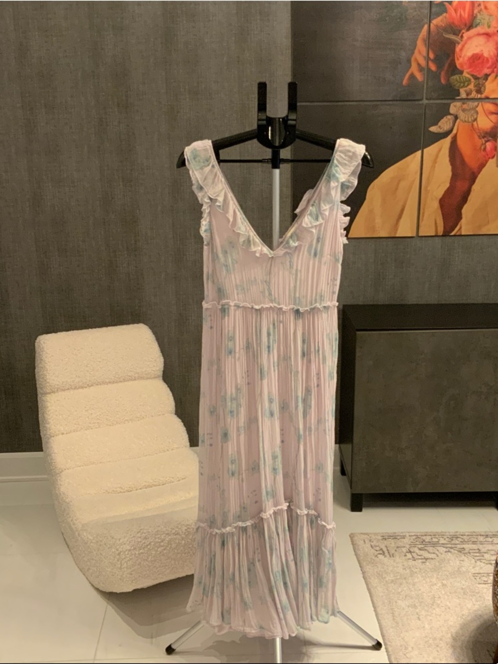 H&M Pastel Pink and Blue Floral Maxi Dress 6